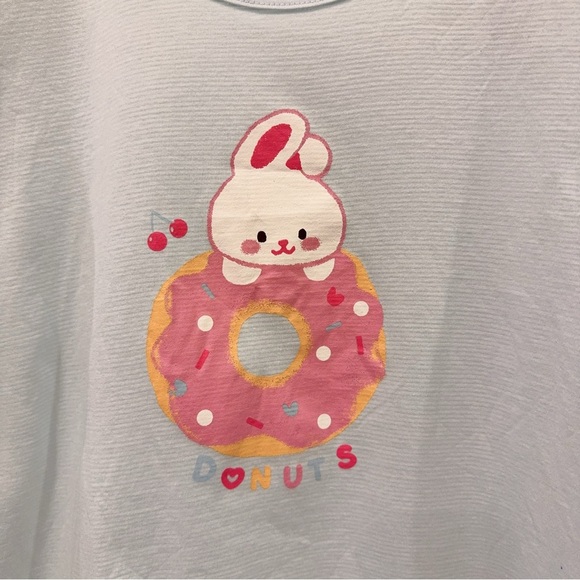 Moi & Du Rabbit & Donut Cotton Graphic Print Pajama PJ Big Kids NWT - Picture 2 of 9